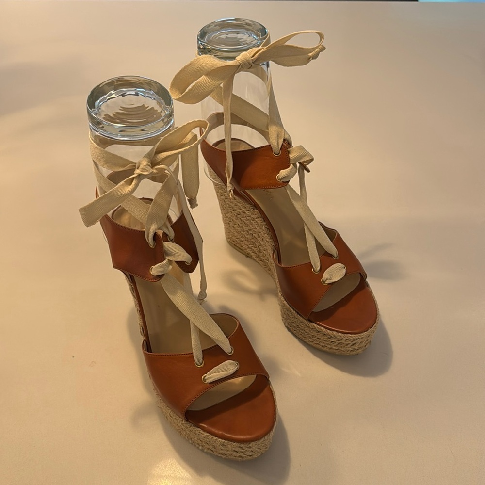 M.Gemi Leather Espadrille Wedge Sandals – Size 40